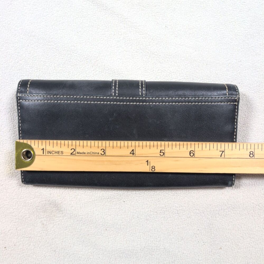 Vintage Coach Soho Clutch Black Leather Wallet Accordion Buckle Contrast Stitch - Picture 15 of 15